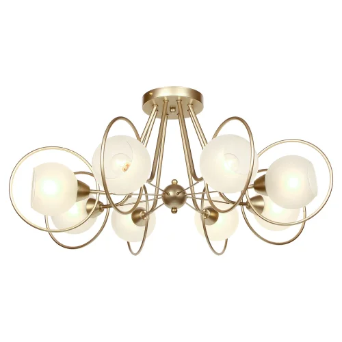 Люстра потолочная Montana LSP-8369 Lussole белая на 8 ламп, основание матовое золото в стиле современный шар