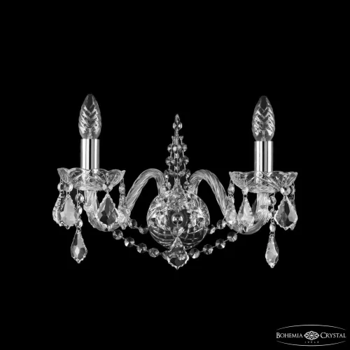 Бра 1411B/2/160 Ni Leafs Bohemia Ivele Crystal без плафона на 2 лампы, основание прозрачное никель в стиле классический leafs