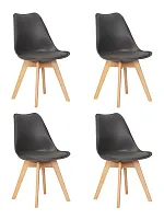 Стул обеденный набор 4 шт. SET-4 635PP-LMZL JERRY SOFT, цвет сиденья темно-серый (G-04), цвет основания светлый бук Dobrin, /полимер, ножки/дерево/светлый бук, размеры - *830***490*540