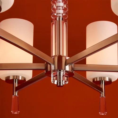 Люстра на штанге Chic FR2031PL-06N Freya белая на 6 ламп, основание никель в стиле классический фото 5 Люстра на штанге Chic FR2031PL-06N Freya белая на 6 ламп, основание никель в стиле классический фото 5