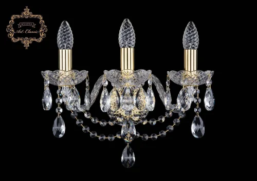 Бра 10.12.3.141.Gd.Sp Bohemia Art Classic прозрачный на 3 лампы, основание золотое в стиле классический 