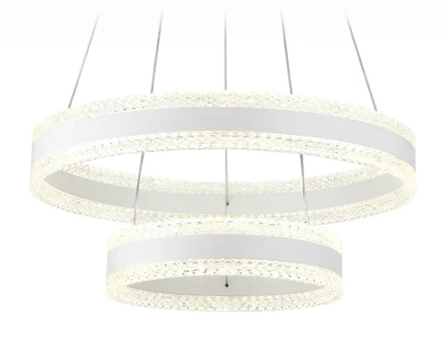 Люстра подвесная LED с пультом FA6175 Ambrella light белая прозрачная на 1 лампа, основание белое в стиле современный хай-тек с пультом кольца фото 2