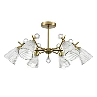 Люстра потолочная Aurica 8046/6C Lumion прозрачная на 6 ламп, основание латунь в стиле классический 