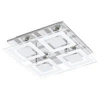 Светильник потолочный LED ALMANA 94226 Eglo белый прозрачный на 4 лампы, основание хром серое в стиле современный хай-тек минимализм квадраты Светильник потолочный LED ALMANA 94226 Eglo белый прозрачный на 4 лампы, основание хром серое в стиле современный хай-тек минимализм квадраты