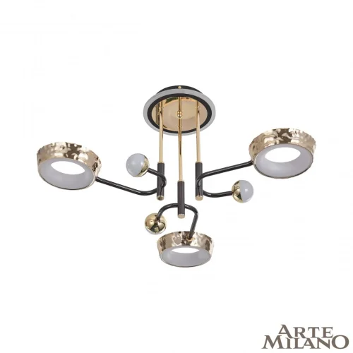 Люстра потолочная LED Ferrara-73210 273210/6 BK/GD Arte Milano белая на 1 лампу, основание золотое в стиле современный хай-тек 