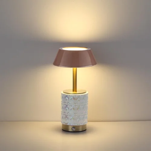 Настольная Лампа светодиодная Lulu 5454/6TL Odeon Light коричневая на 1 лампу, основание бежевое латунь керамика металл в стиле классический современный аккумулятор фото 5