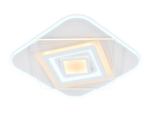 Люстра потолочная LED с пультом FA799 Ambrella light белая на 1 лампа, основание белое в стиле хай-тек с пультом квадраты