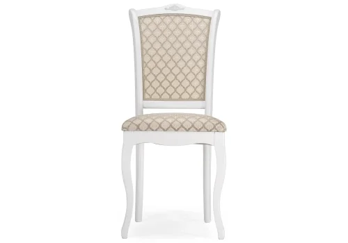 Деревянный стул Луиджи белый / бежевый 450682 Woodville, бежевый/ткань, ножки/массив березы дерево/белый, размеры - ****440*550 фото 2