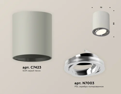 Светильник накладной Techno spot XS7423021 Ambrella light серый 1 лампа, основание серое в стиле хай-тек современный круглый фото 2
