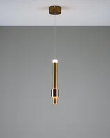 Светильник подвесной LED Elli V10882-PL Moderli золотой коричневый 1 лампа, основание коричневое в стиле модерн трубочки