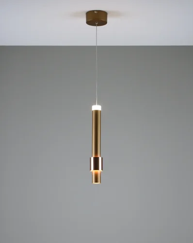 Светильник подвесной LED Elli V10882-PL Moderli коричневый золотой 1 лампа, основание коричневое в стиле современный трубочки