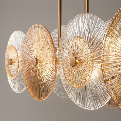Светильник подвесной Aster MOD007PL-08G1 Maytoni янтарный прозрачный на 8 ламп, основание золотое в стиле современный арт-деко шар фото 5