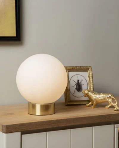 Настольная лампа Jorit 45563/25/61 Lucide белая 1 лампа, основание матовое золото латунь металл в стиле современный  фото 5