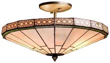 Люстра потолочная Тиффани 857-807-02 Velante коричневая бежевая на 2 лампы, основание коричневое в стиле тиффани орнамент