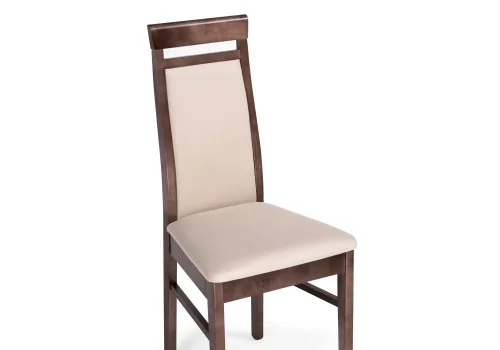Деревянный стул Амиата бежевый / орех 528937 Woodville, бежевый/велюр, ножки/массив березы дерево/орех, размеры - ****450*500 фото 5