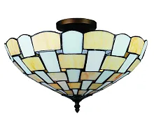 Люстра потолочная Shanklin OML-80107-03 Omnilux бежевая на 3 лампы, основание бронзовое в стиле тиффани орнамент