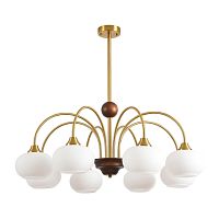 Люстра на штанге Larina 8323/8C Lumion белая на 8 ламп, основание латунь в стиле классический Люстра на штанге Larina 8323/8C Lumion белая на 8 ламп, основание латунь в стиле классический