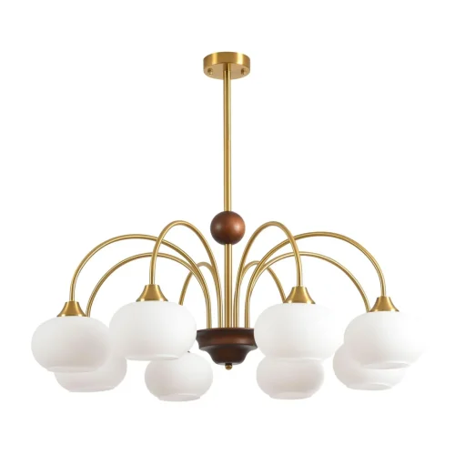 Люстра на штанге Larina 8323/8C Lumion белая на 8 ламп, основание латунь в стиле классический 