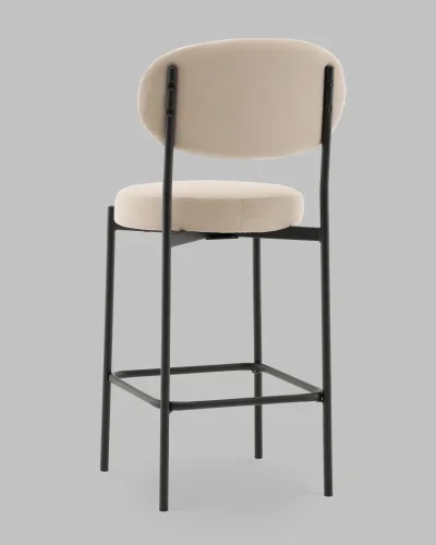 Стул Полубарный Бриф DD велюр бежевый УТ000041512 Stool Group, бежевый/велюр, ножки/сталь/чёрный, размеры - ***** фото 4
