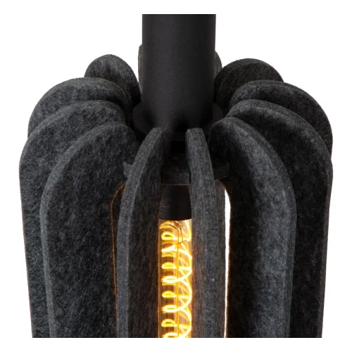 Светильник подвесной Рафал (Rafal) 45492/03/36 Lucide серый на 3 лампы, основание чёрное в стиле винтаж фото 4