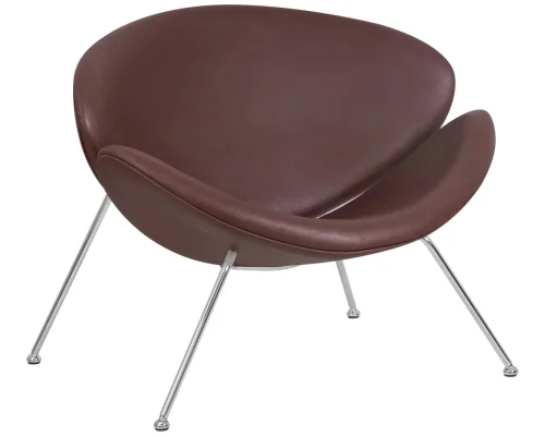 Кресло дизайнерское 72-LMO EMILY, цвет сиденья коричневый (YP5), цвет основания хромированная сталь Dobrin, коричневый/винил, ножки/металл/хром, размеры - ****810*780