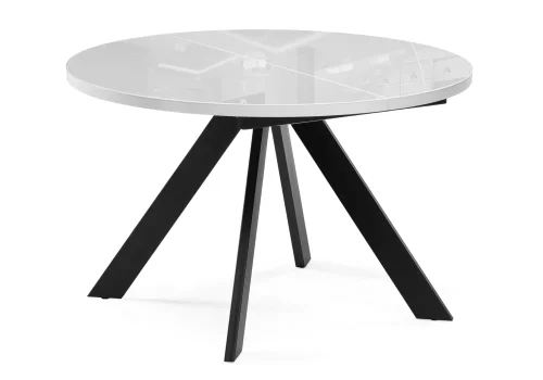 Стеклянный стол Веллор 120(160)х120х75 белый / черный 502178 Woodville столешница белая из стекло
