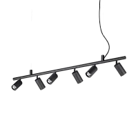 Светильник подвесной DYNAMITE SP6 NERO Ideal Lux чёрный на 6 ламп, основание чёрное в стиле современный 