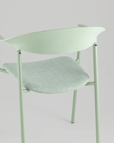 Стул Eila, с подушкой, пластик зеленый УТ000039778 Stool Group, зелёный/рогожка, ножки/пластик/зелёный, размеры - *775***502*591 фото 6