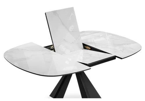 Стеклянный стол Эдли 110х76 белый мрамор / черный 532403 Woodville столешница белая из стекло фото 4