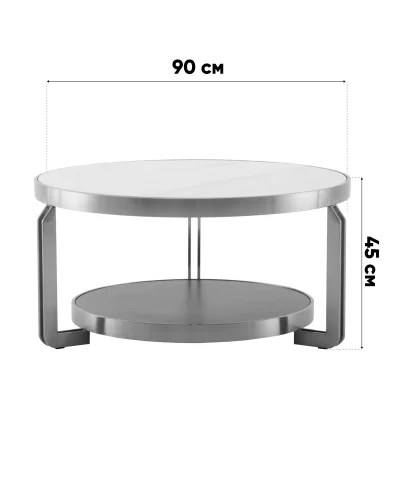 Журнальный столик Калисто 90*90, светлая и темная керамика, сталь шампань УТ000041502 Stool Group столешница из фото 3