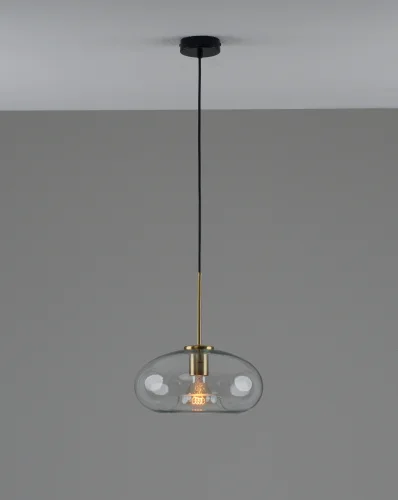 Светильник подвесной Laura V11528-1P Moderli янтарный на 1 лампу, основание чёрное в стиле современный лофт фото 2