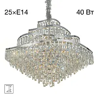 Люстра подвесная хрустальная Naiad CL315191 Citilux прозрачная на 25 ламп, основание хром в стиле классический современный 