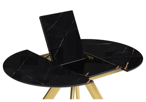 Стеклянный стол Галвестон 100х76 обсидиан / черный / золото 532392 Woodville столешница чёрная из стекло фото 4