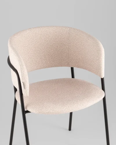 Кресло Нэлли New, буклированный велюр бежевый УТ000039981 Stool Group, бежевый/букле, ножки/металл/чёрный, размеры - ***** фото 7