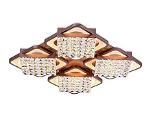Люстра потолочная LED с пультом Cristal akril FA129 Ambrella light коричневая на 1 лампа, основание коричневое в стиле хай-тек с пультом квадраты