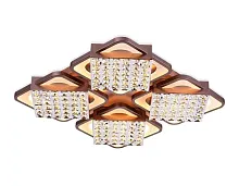Люстра потолочная LED с пультом Cristal akril FA129 Ambrella light коричневая на 1 лампу, основание коричневое в стиле хай-тек с пультом квадраты