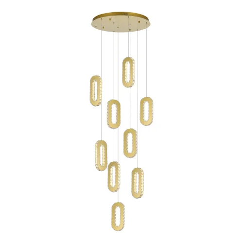 Люстра каскадная LED Allungo SL6506.203.09 ST-Luce прозрачная золотая на 9 ламп, основание золотое в стиле современный 