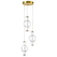 Светильник подвесной LED Botto 800133 Lightstar белый прозрачный на 3 лампы, основание латунь в стиле современный 