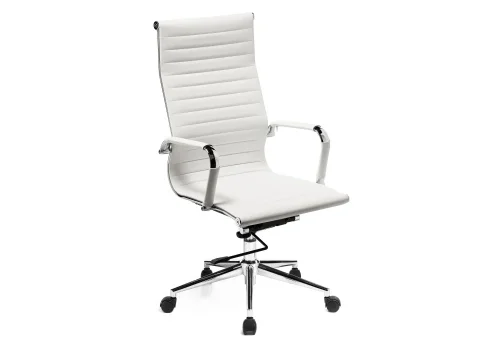 Компьютерное кресло Reus экокожа white 15210 Woodville, белый/экокожа, ножки/металл/хром, размеры - *1180***540*600 фото 4