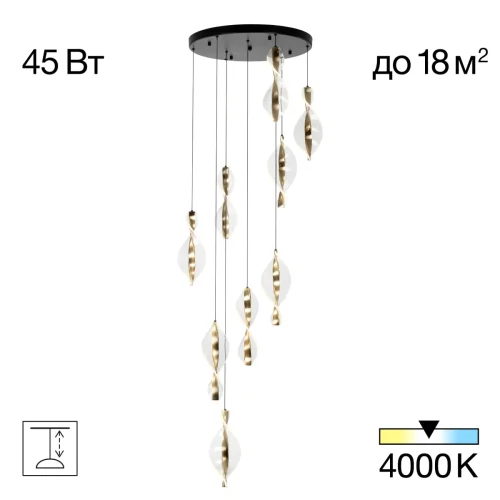 Люстра каскадная LED Vind CL214091 Citilux прозрачная на 1 лампу, основание чёрное в стиле современный 