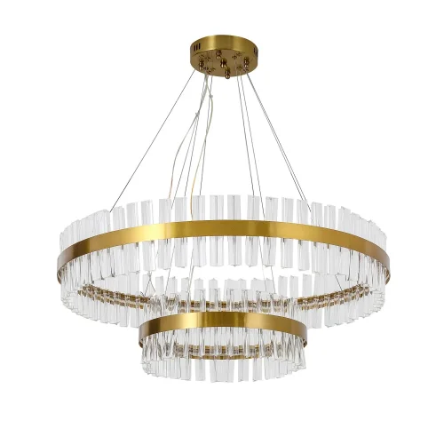 Люстра подвесная LED с пультом Placerat 4012-12P Favourite прозрачная на 1 лампа, основание золотое в стиле современный с пультом кольца фото 2
