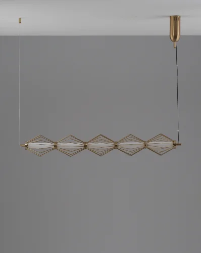 Светильник подвесной LED Eloise V11357-PL Moderli белый золотой на 1 лампу, основание золотое в стиле современный линейный фото 2