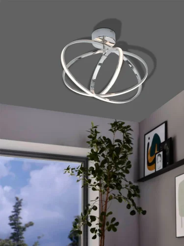Светильник потолочный LED SELVINA 96306 Eglo белый хром 1 лампа, основание хром в стиле хай-тек кольца фото 2