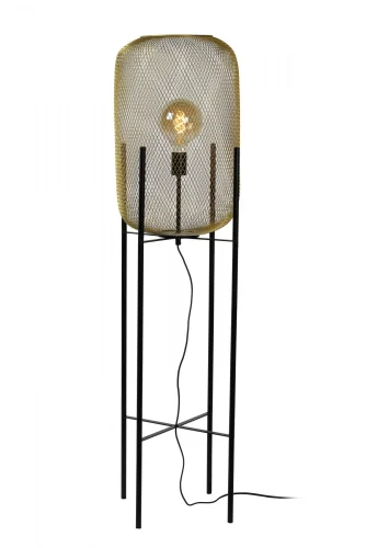 Торшер лофт Mesh 45785/01/02 Lucide  матовый золото 1 лампа, основание чёрное в стиле лофт современный
