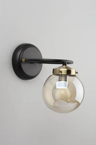Бра лофт Sorrento OML-94001-01 Omnilux янтарный прозрачный на 1 лампа, основание чёрное в стиле лофт  фото 2