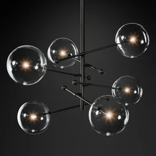 Светильник подвесной ImperiumLoft Globe Mobile 6 black KG0835P-6 black 109508-30 ImperiumLoft прозрачный на 6 ламп, основание чёрное в стиле современный фото 2