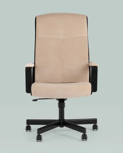 Кресло руководителя TopChairs ST-DOMINGO (Спинка и сиденье песочная ткань Light-21 УТ000036500 Stool Group, бежевый/велюр, ножки/металл/чёрный, размеры - ***** фото 2