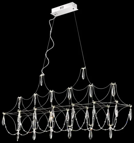 Люстра подвесная LED Felicia WE336.24.123 Wertmark прозрачная на 24 лампы, основание хром в стиле современный хай-тек 