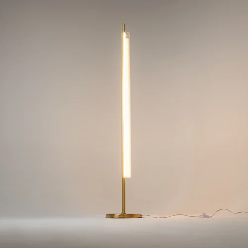 Торшер LED Loom MOD258FL-L15BS3K Maytoni прозрачный на 1 лампу, основание латунь в стиле современный хай-тек фото 5