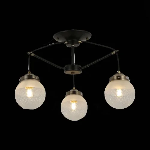 Люстра потолочная Stricce SLE110302-03 Evoluce белая прозрачная на 3 лампы, основание чёрное в стиле современный лофт шар фото 2
